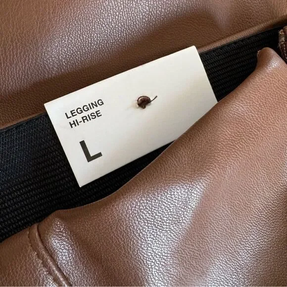 NWT ZARA CAMEL FAUX LEATHER LEGGING PANTS Size L - Picture 9 of 9